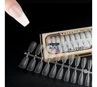 Sun&Beam Nails Fake Nails For Nails DIY Transparent Pop Translucent Clear Frosted Press on Nails Large Capacity Including Storage Box 12 Sizes 504 Pcs (#5-Short Ballerina Frosted)