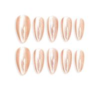 Sun&Beam Nails Handmade Press-on Medium Long Almond Flesh Color Cat Eye Design Charming False Nail Tips 10 Pcs (#121 XS)