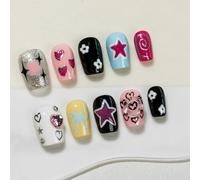 Sun&Beam Nails Handmade Press-on Short Coffin Ballerina White Yellow Y2K Sweet Summer Design Fashion False Nail Tips 10 Pcs Set (#272 L)