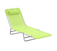 Sun Bed Recliner 182x56x24.5cm Foldable Aluminum Frame Light Green Camping Relax