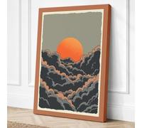 Sun Between Stone Minimalist Canvas Wall Art Print 18x12 Inch (46 x 30 cm)