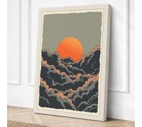 Sun Between Stone Minimalist Canvas Wall Art Print 24x16 Inch (61 x 41 cm)