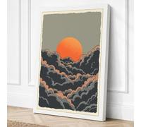 Sun Between Stone Minimalist Canvas Wall Art Print 24x16 Inch (61 x 41 cm)