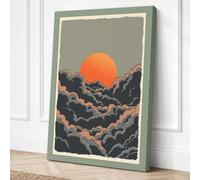 Sun Between Stone Minimalist Canvas Wall Art Print 36x24 Inch (91 x 61 cm)