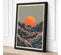 Sun Between Stone Minimalist Canvas Wall Art Print 36x24 Inch (91 x 61 cm)