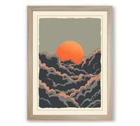 Sun Between Stone Minimalist Framed Wall Art Print A2 (59.4×42cm) Oak, Wall Decor for Living Room, Bedroom, Office & Home, Ready to Hang, Art Gift