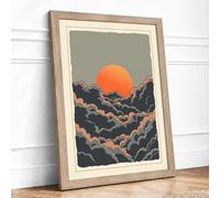 Sun Between Stone Minimalist Framed Wall Art Print A3 Oak Frame