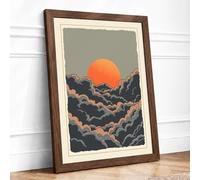 Sun Between Stone Minimalist Framed Wall Art Print A4 Walnut Frame