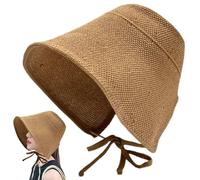 Sun Bonnets for Women, Foldable Vintage Pioneer Bonnet with Tie, Breathable Cotton and Linen Victorian Hats for Women, Khaki, Pioneer Bonnet