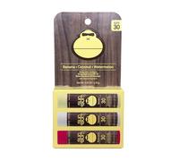Sun Bum SPF 30 Sunscreen Lip Balm 3 Flavor Variety Pack - Coconut, Banana, Watermelon - Moisturizing Aloe Vera and Vitamin E - Vegan and Cruelty Free - UVA/UVB Lip Protection - 0.15 oz, 3 count