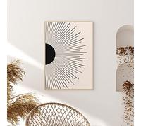 Sun Burst Illustration Posters Prints Mid Century Wall Art Neutral Colors Wall Pictures Boho Abstract Canvas Painting Bedroom Decor 40x60cm Unframed