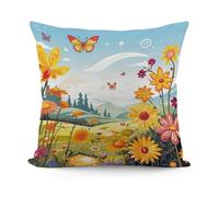 Sun Butterflies Dragonfly Flowers Nursery Decorative Pillow Covers, Throw Pillow Covers Soft for All Seasons, Pillowcases for Couch Living Room Sofa Bedroom 18x18 Inch