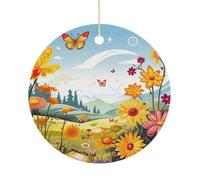 Sun Butterflies Dragonfly Flowers Nursery Hanging Ceramic Ornaments, Christmas Tree Decorations, Funny Home Decor Gifts for Women, Sisters & Work Best Friends