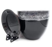 Sun Cakes Ceramic Plant Pot Glazed with Saucer Round Terracotta with Drip Tray Flower Pot Clay Coloured Flower Pot Bella (20cm x 17cm, Black)