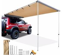 Sun Canopy Awning for Camper Vans, Retractable Car Side Awning, Adjustable Height Outdoor Rooftop Pull Out Tent Shelter, Waterproof Windbreak Canopy Overlanding Awning, Upgrade Aluminum Alloy Frame