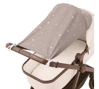 Sun Canopy Pram 70x45 cm Baby UV Shade foldable Cloth Polyester | Sun canopy with adjustable cords and elastic attachments for a secure and flexible fit on the buggy Beige with white stars