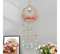 Sun catch Crystals Pendant Deco Sunflower Pendant Natural Gemstones Wall Mural Ornament Wall Mural,Yoga Wall Art,Mandala Ornaments for Bedroom(Rosa)