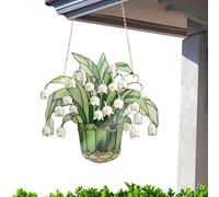 Sun Catcher - Colorful Glass Panel Decor, Floral Lily Of The Valley Ornament | Artistic Stained Window Hanging, Bright Decorative Sun Catcher For Any Room With Garden, Patio, Balcony, Light Display
