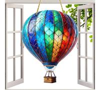 Sun Catcher - Colorful Glass Sun Catchher Hot Air Balloon Design | 3D Hanging Hot Air Baalloon Decoration Ornament | Vibrant Window Sun Catccher For Indoor And Outdoor Light Display