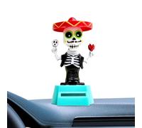 Sun Catcher Figure: Photovoltaic Motion Decoration, Oscillating Skull Statue, Energy-Activated Novelty Screen Designed For Continuous Head Motion Action | Enjoy D