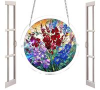 Sun Catcher for the Colourful Wall Decoration with Chain - Acrylic Rainbow Suncatcher, for Spring, Indoor Garden, Backyard, Outdoor, Home, Mother, Grandma