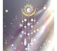 Sun Catcher for Windows, 9 Inch Sun Rainbow Maker with Chains, Hanging Indoor Outdoor Suncatcher for Windows Garden Car, Christmas Mother’s Day Valentines