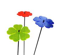 Sun Catcher Garden Decor Double Blossom Set of 3 Large Decorative Garden Stake 75cm/29.5'' high Outdoor Yard Accessory Great Gardeners Gift, Colour:red/yellow/blue