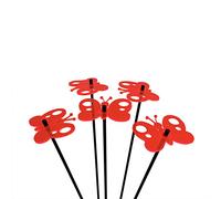 Sun Catcher Garden Decor Glowing Peacock Butterfly 5 Decorative Garden Stakes Ornaments 25cm, 10 inches high Outdoor Yard Gardeners Gift, Colour:fluorescent Red
