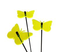 Sun Catcher Garden Decor Ornaments Butterfly Set of 3 Decorative Garden Stakes, 25cm/10'' high Outdoor Yard Accessory, Fun Gardeners Gift, Colour:Yellow