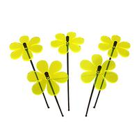 Sun Catcher Garden Decor Ornaments Daisy, Set of 5 Decorative Garden Stakes, 25cm/10'' high Outdoor Yard Accessory, Great Gardeners Gift, Colour:Yellow
