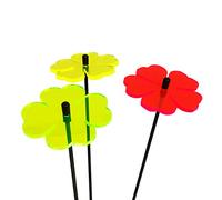 Sun Catcher Garden Decor Ornaments Double Blossoms Set of 3 Decorative Garden Stakes 25cm/10'' high Outdoor Accessory, Great Gardeners Gift, Colour:red/yellow/green