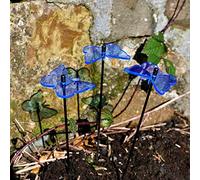 Sun Catcher Garden Decor Ornaments Glowing Gatekeeper Butterfly Set of 3 Garden Stakes 25cm,10 inch high Outdoor Yard Fun Gardeners Gift, Colour:fluorescent Blue
