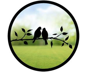 Sun Catcher Garden Decor Two Little Birds Garden Mirror Range of Sizes Round Mirror Outside Rust Resistant Acrylic Fixings Included Gift (42cm / 16.5 inch)