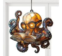 Sun Catcher - Waterproof Acrylic Pendant, Sun Catcher for Garden, Vibrant 2d Octopus Design, Easy to Display, Holiday Decoration Tool, Home Accessory for Festival Patio 5.98x5.98x0.39 Inches