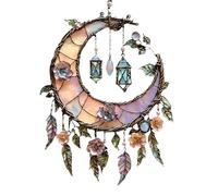 Sun Catchers, Acrylic Stained Glass Design, 20cm, Acrylic Pendant, Moon and Floral Window Decor, Versatile Hanging Decoration, Ideal for Window Decorations