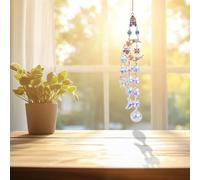Sun Catchers Crystal, Prisms Wind Chimes with Sun Moon and Stars Rainbow Suncatcher, Angel Wings Glass Hanging Decoration for Home Garden Car Windows