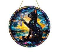 Sun Catchers For window, Gradient Color Hangable Cat Dragonfly Art Pendant, 2D Acrylic Wall Art Garden Ornaments Outdoor Animals, Handmade Stained Glass Sun Catchers Kids Craft For Garden