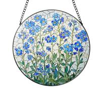Sun Catchers for Windows, Acrylic Forget Me Not Flower Stained Glass Suncatchers for Windows, Stained Hanging Suncatcher, Forget Me Not Gifts for Couples, Friends, Family, Colleague