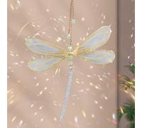 Sun Catchers for Windows, Rainbow Sun Catcher Dragonfly Crystal Suncatcher for Garden, Home Windows Decor Dragonfly Gifts Garden Ornament,White,15X15cm (Dragonfly)