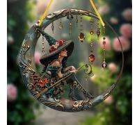 Sun Catchers for Windows,Sun Catcher 20 * 20 * 0.2cm Personalized Witch Suncatchers,Exquisite Witch Design,Hanging Decoration, Charming Garden Decoration