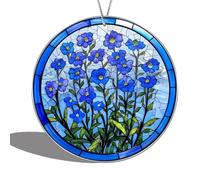 Sun Catchers for Windows, Suncatchers for Windows Blue Floral Window Sun Catcher Stained Glass Window Hangings Forget Me Not Gifts, Hanging Garden Ornaments Living Room (3.9 Inch)