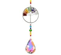 Sun Catchers for Windows, Tree of Life Natural Chakra Healing Crystal Stone Spiritual Gifts for Adult Women, Novelty Natural Quartz Gemstone Pendant Rainbow Maker Suncatcher for Ladies Girls