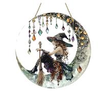Sun Catchers for Windows Vintage Acrylic Flat Suncatcher Moon & Witch Gothic Ornaments Witch Gifts Sun Catcher (Acrylic Sheet)
