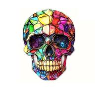 Sun Catchers for Windows,Vintage Acrylic Sheet Suncatcher, Moon & Witch Ornaments,Gothic Stained Glass Window Decorations, Witch Gifts,Acrylic UV Printing Sun Catcher Hanging Decorations (Skull)