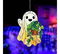 Sun Catchers for Windows, Witch Hat Ghost Cat Acrylic Gothic Stained Glass Halloween Ornament Window Hangings for Window Bedroom Car Garden Party Decorations, Witch Gifts, Home Décor