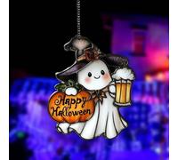 Sun Catchers for Windows, Witch Hat Ghost Cat Acrylic Gothic Stained Glass Halloween Ornament Window Hangings for Window Bedroom Car Garden Party Decorations, Witch Gifts, Home Décor