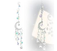 Sun Catchers- Hanging Moon and Star Rainbow Crystal Suncatchers with Prisms for Garden Ornaments Outdoor, Window Crystals, Rainbow Maker Light Catcher for Car, Home, Office, Valentine's Decor