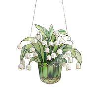 Sun Catchers Indoor Window - Stained Glass Lily Valley Decor, Eye Catching Hanging Ornament, Versatile Light Catcher | Elegant Window Decoration For Home Garden Mom Gift Outdoor Patio Brightening