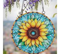 Sun Catchers, Sunflower Stained Glass Window Hangings, Sun Catchers for Windows, 6-Inch Acryli Panel Decorative Window Ornament, Sun Catcher Garden Hangings, Ornaments Festival Gift