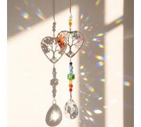 Sun Catchers with Crystal Tree of Life, Hanging Crystals for Windows for Home, Garden & Car Décor, Rainbow Maker, Healing Gifts for Women, Birthday, Anniversary & Housewarming Gifts